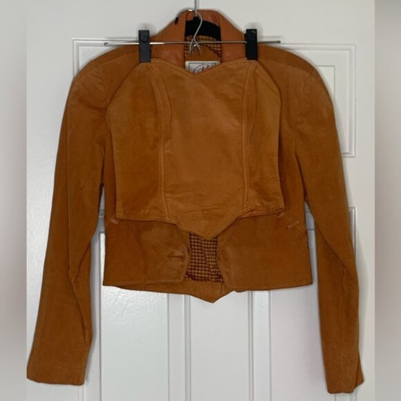 Vintage Rinzi International Collection 100% Leather Brown Suede Jacket & Top Set - Picture 2 of 15